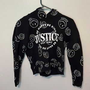Girls justice smiley face hoodie. Used but good condition. Size M aka size 10